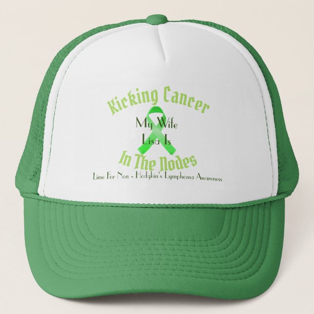 Gorra De Camionero Golpeando al cáncer con el pie, conciencia del (Anverso)