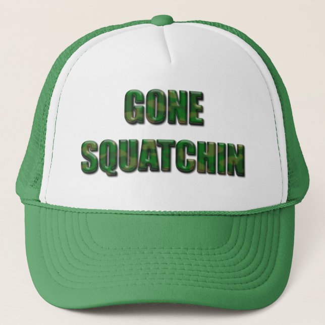 Gorra De Camionero Gone Squatchin - Versión Camo (Anverso)