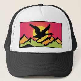 Gorra De Camionero Goose volando al atardecer