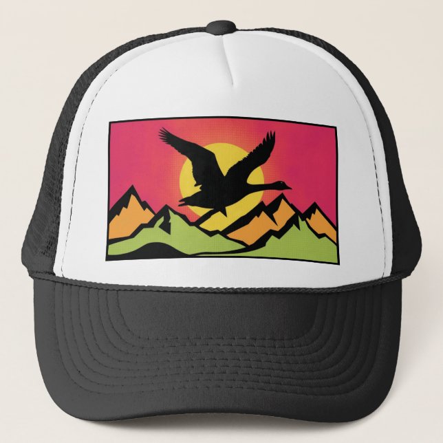 Gorra De Camionero Goose volando al atardecer (Anverso)