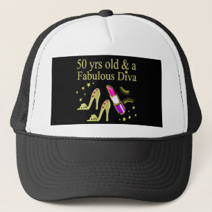 GORRA DE CAMIONERO GORGEOUS GOLD 50TH BIRTHDAY DIVA DISEÑN