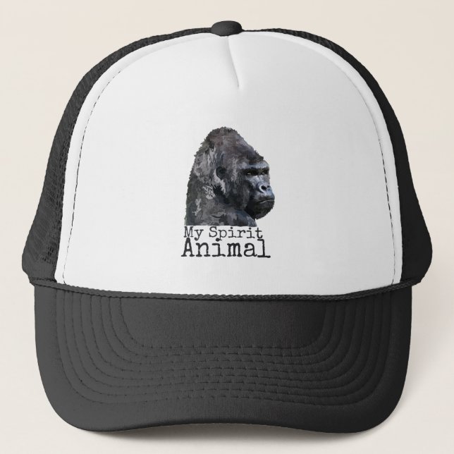 Gorra De Camionero Gorila de espalda plateada Animal Espíritu (Anverso)