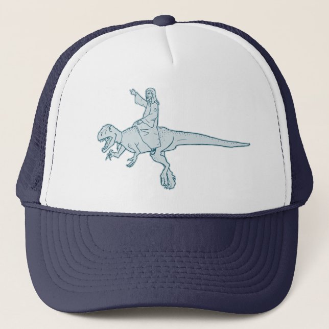 Gorra De Camionero Gorra/casquillo del jinete del dinosaurio de Jesús (Anverso)