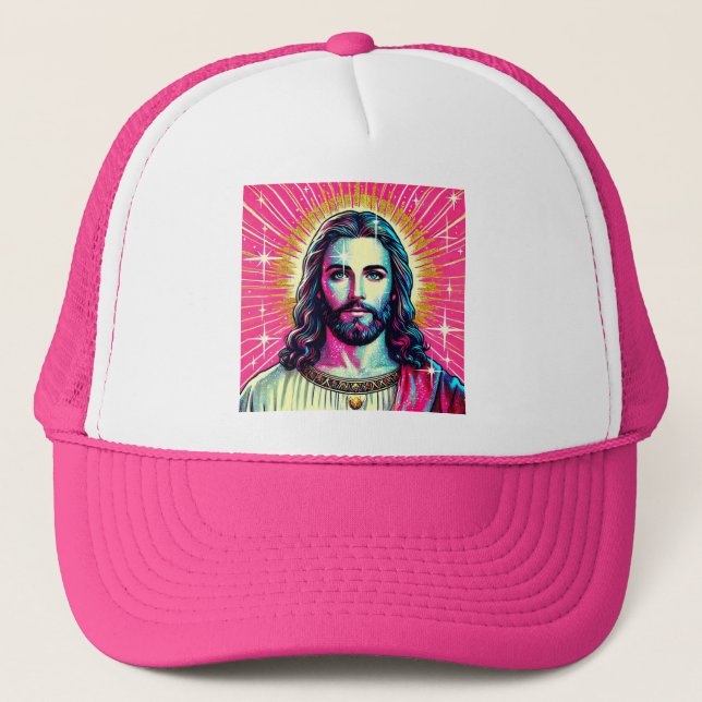Gorra De Camionero ¡Gorra de camionero de Jesús rosa! (Anverso)