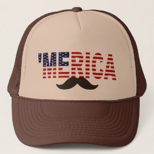 Gorra De Camionero 'Gorra del bigote de Brown de la bandera de MERICA
