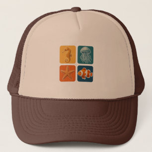 Gorra De Camionero Gorrito de Animales Marinos Amigos Submarinos