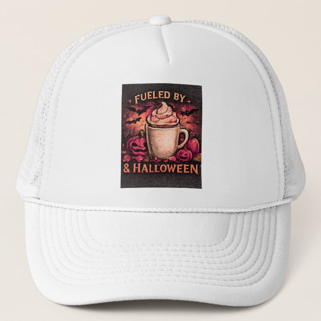 Gorra De Camionero Gorrito de Otoño de Halloween y Café (Anverso)