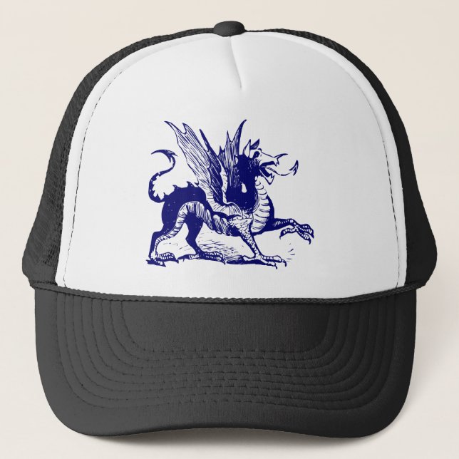 Gorra De Camionero Grabado de dragones - Armada Profunda (Anverso)