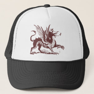 Gorra De Camionero Grabado de dragones - Marrón oscuro