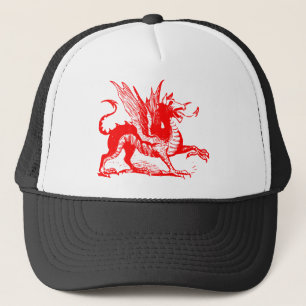 Gorra De Camionero Grabado de dragones - Rojo