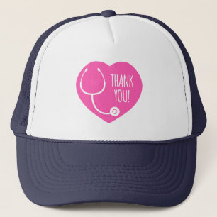 Gorra De Camionero Gracias Estetioscopio cardíaco rosado