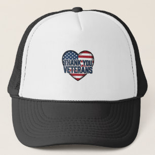 Gorra De Camionero Gracias Veteranos Corazón Patriótico Diseño Vintag