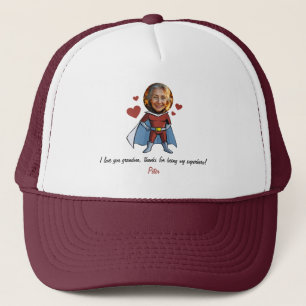 Gorra De Camionero Graciosa abuela superheroína negra y marrón Person