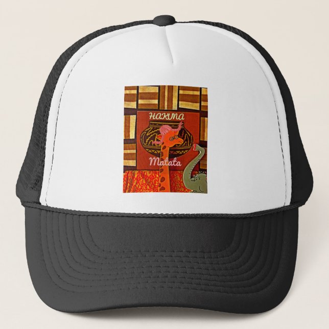 Gorra De Camionero Graciosa jirafa con texto fresco Hakuna Matata (Anverso)