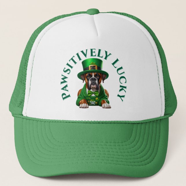 Gorra De Camionero Graciosamente afortunado perro de St Patrick (Anverso)