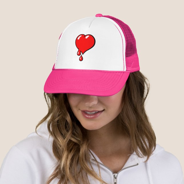 Gorra De Camionero Gracioso arte pop liberal de corazón sangrante roj (In situ)