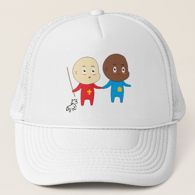 Gorra De Camionero Gracioso bebé lindo, pequeño San Nicolás y amigo (Anverso)
