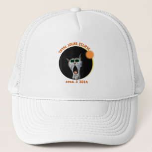 Gorra De Camionero Gracioso gato observando eclipse solar total 2024