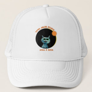 Gorra De Camionero Gracioso gato observando eclipse solar total 2024