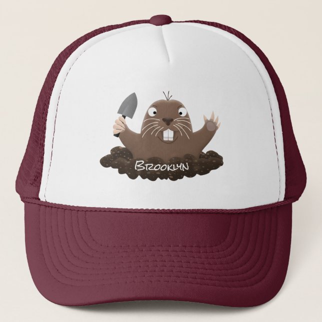 Gorra De Camionero Gracioso gopher digging personalizado ilustracion (Anverso)