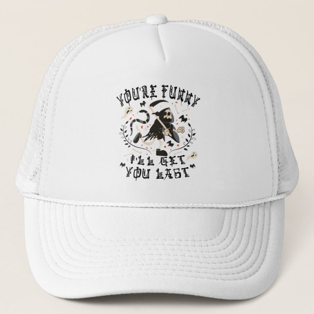 Gorra De Camionero Gracioso Grim Reaper Skeleton Halloween (Anverso)