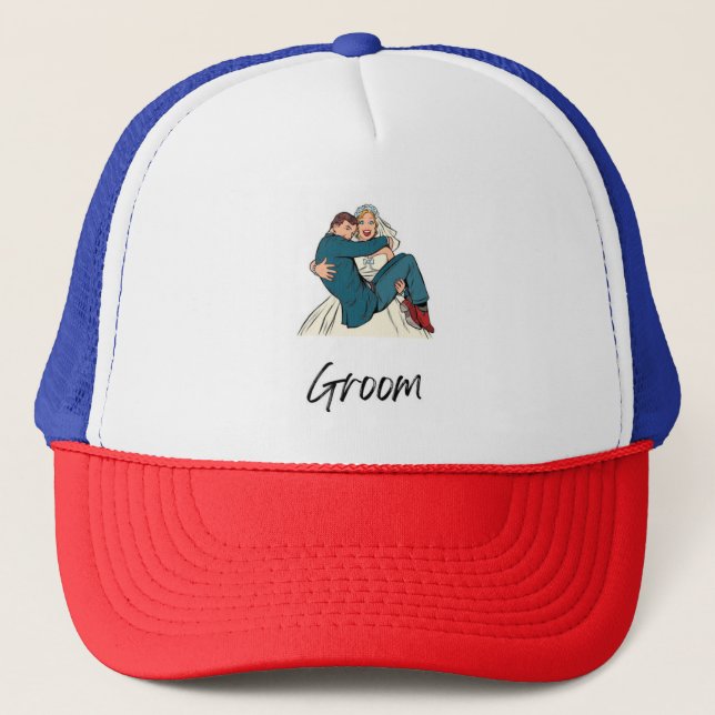 Gorra De Camionero Gracioso Groom T Shirt Boda, soltero (Anverso)