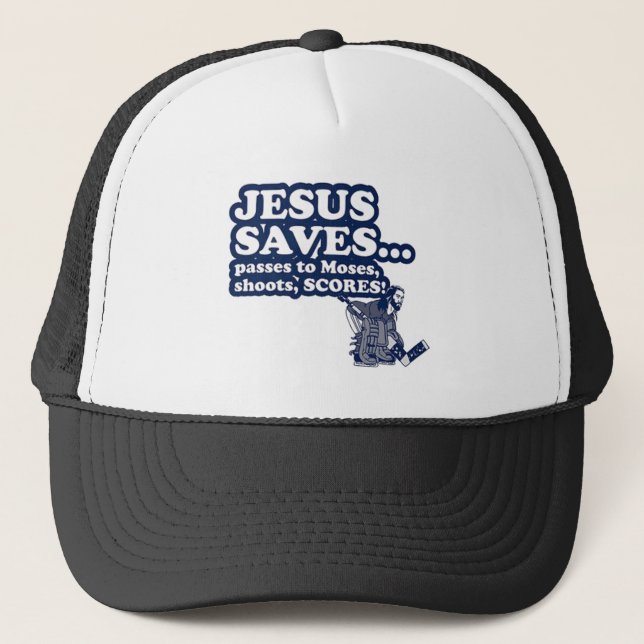 Gorra De Camionero Gracioso Hockey sobre Jesús (Anverso)