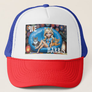Gorra De Camionero Gracioso humor sin niños Kamala Cat Ladies 2024