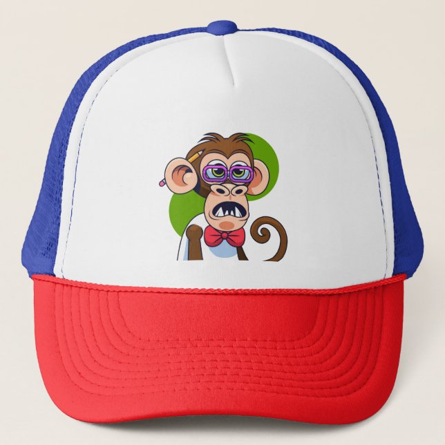 Gorra De Camionero Gracioso Ilustracion de caracteres mono Personaliz (Anverso)