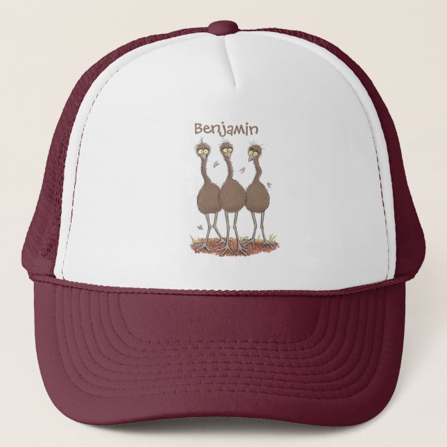 Gorra De Camionero Gracioso ilustracion del trío de emu australiano p (Anverso)