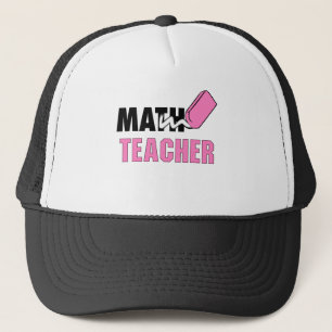 Gorra De Camionero Gracioso profesor de matemáticas, borrador rosado