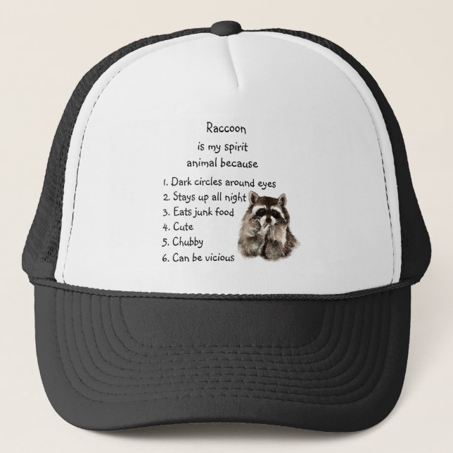 Gorra De Camionero Gracioso Raccoon Spirit Animal Humor Cute acuarela (Anverso)