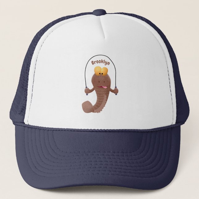 Gorra De Camionero Gracioso saltando a la personalizado de pescado de (Anverso)