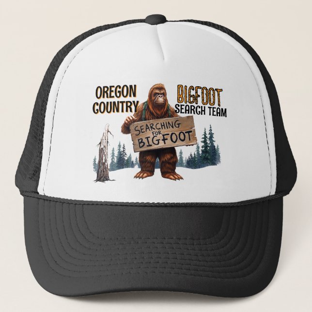 Gorra De Camionero Gracioso Sasquatch De Pie Grande En El Bosque (Anverso)
