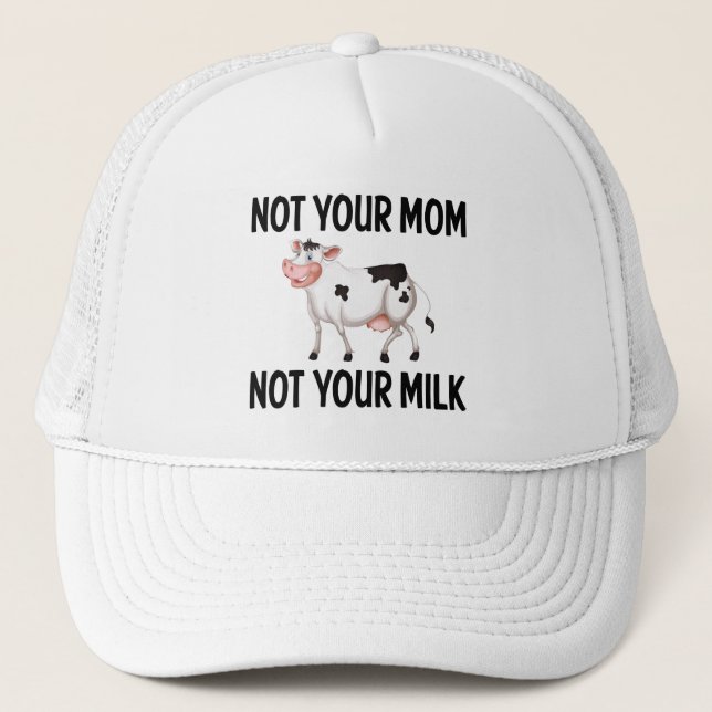 Gorra De Camionero Gracioso Vegan, Vegetariano / Cita Leche (Anverso)