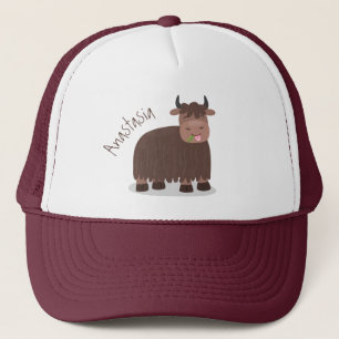 Gorra De Camionero Gracioso yak feliz comiendo hierba personalizado i