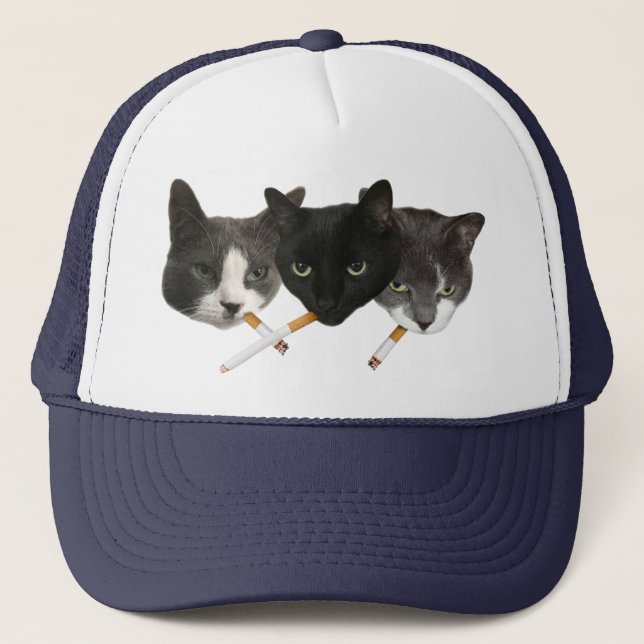 Gorra De Camionero Graciosos gatos para fumar cigarrillos (Anverso)