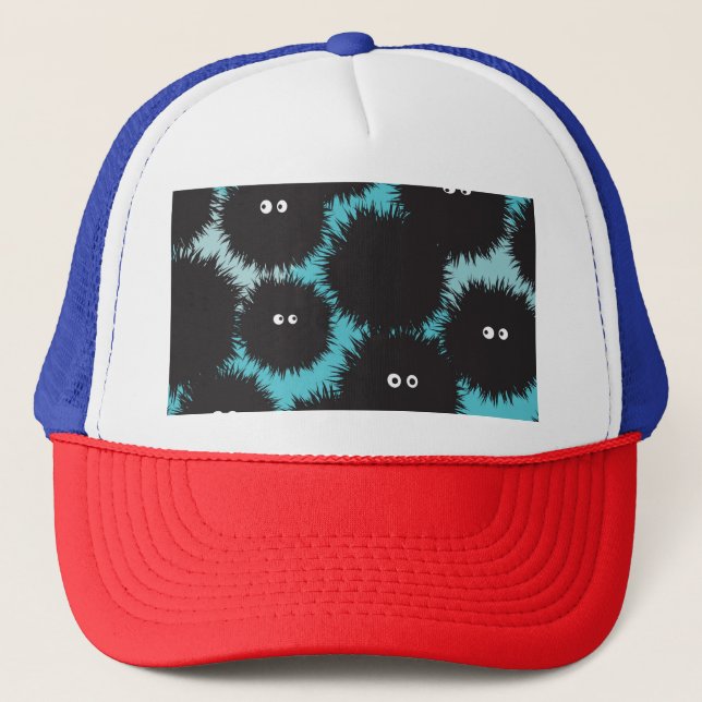 Gorra De Camionero Graciosos monstruos esponjosos negros (Anverso)
