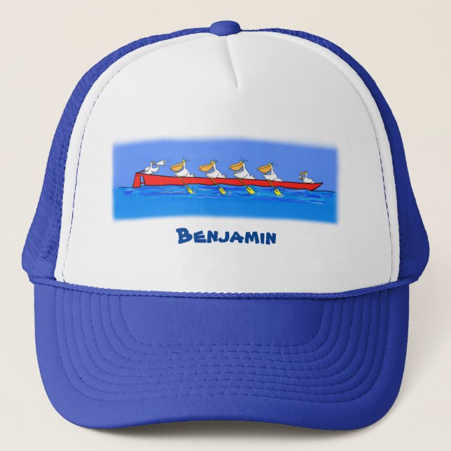 Gorra De Camionero Graciosos pelícanos remando ilustracion personaliz (Anverso)