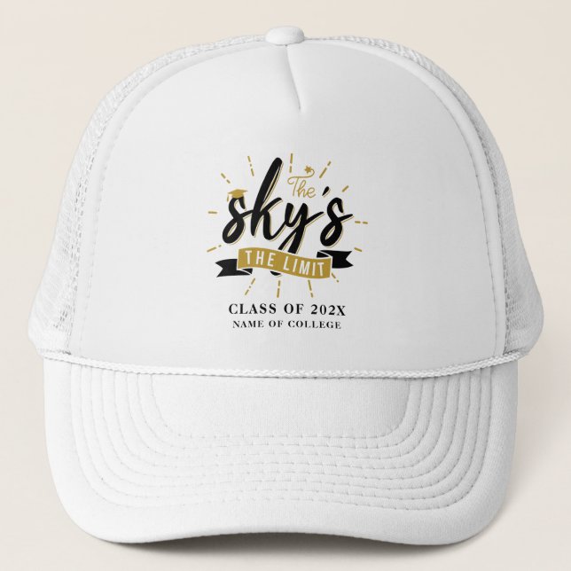 Gorra De Camionero Graduación 2025 Skys the Limit Grad Personalizado (Anverso)
