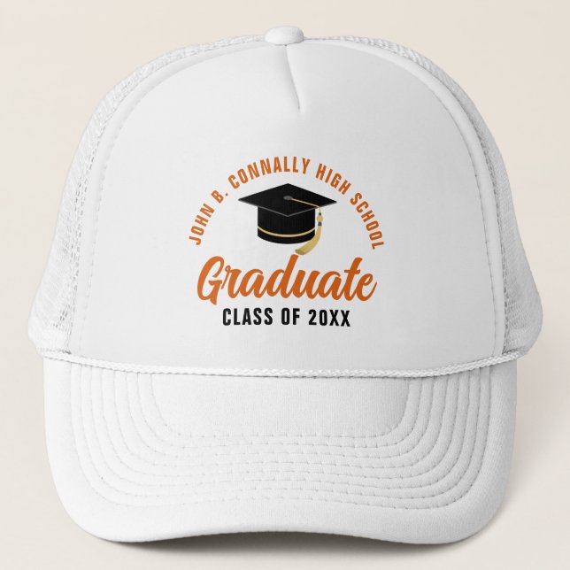 Gorra De Camionero Graduación de Personalizable de grado naranja (Anverso)
