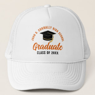 Gorra De Camionero Graduación personalizable de naranja para graduado