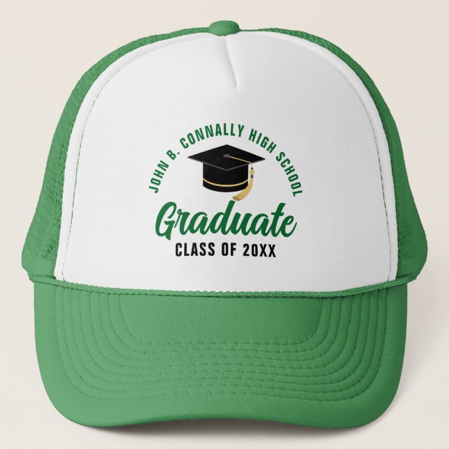 Gorra De Camionero Graduación Verde Personalizable (Anverso)