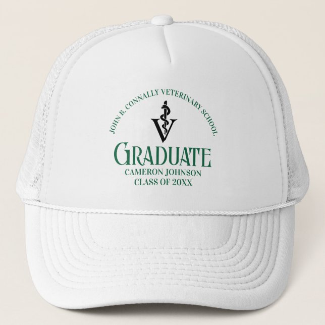 Gorra De Camionero Graduación veterinaria ecológica personalizada (Anverso)