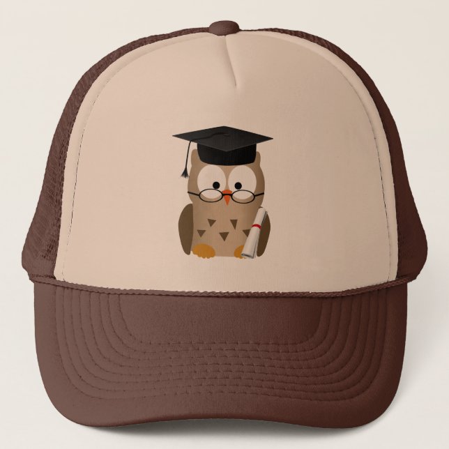 Gorra De Camionero Graduado sabio lindo del búho (Anverso)