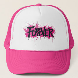 Gorra De Camionero Graffiti Rosa caliente "PARA SIEMPRE"