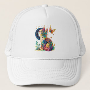 Gorra De Camionero Gráfica De Gato Con Una Cara De Animales Gatitos P