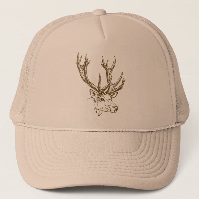 Gorra De Camionero Gráfica de la cabeza del venado (Anverso)