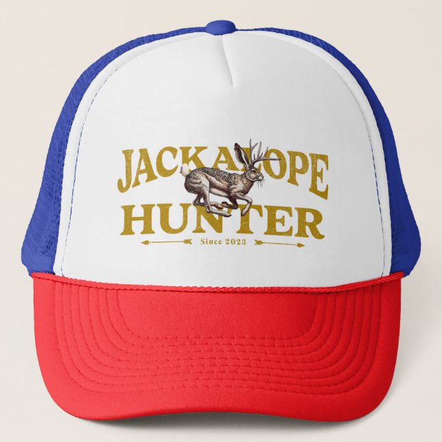 Gorra De Camionero Gráfico americano de Jackalope Hunter (Anverso)