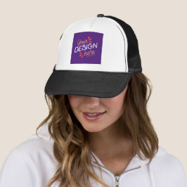 Gorra De Camionero Gráfico cuadrado morado con naranja divertido